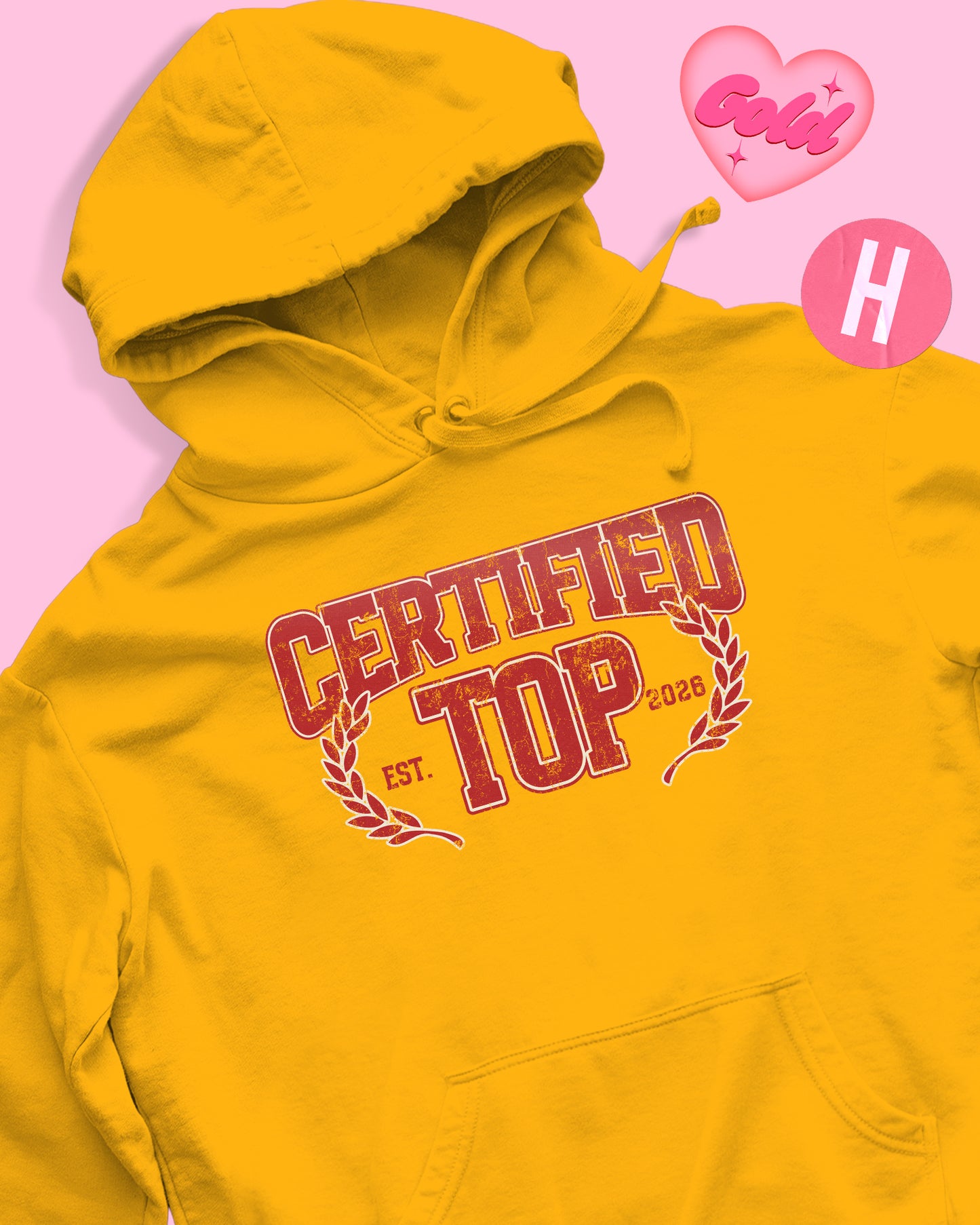 Certified Top (College style) soft style hoodie - yellow