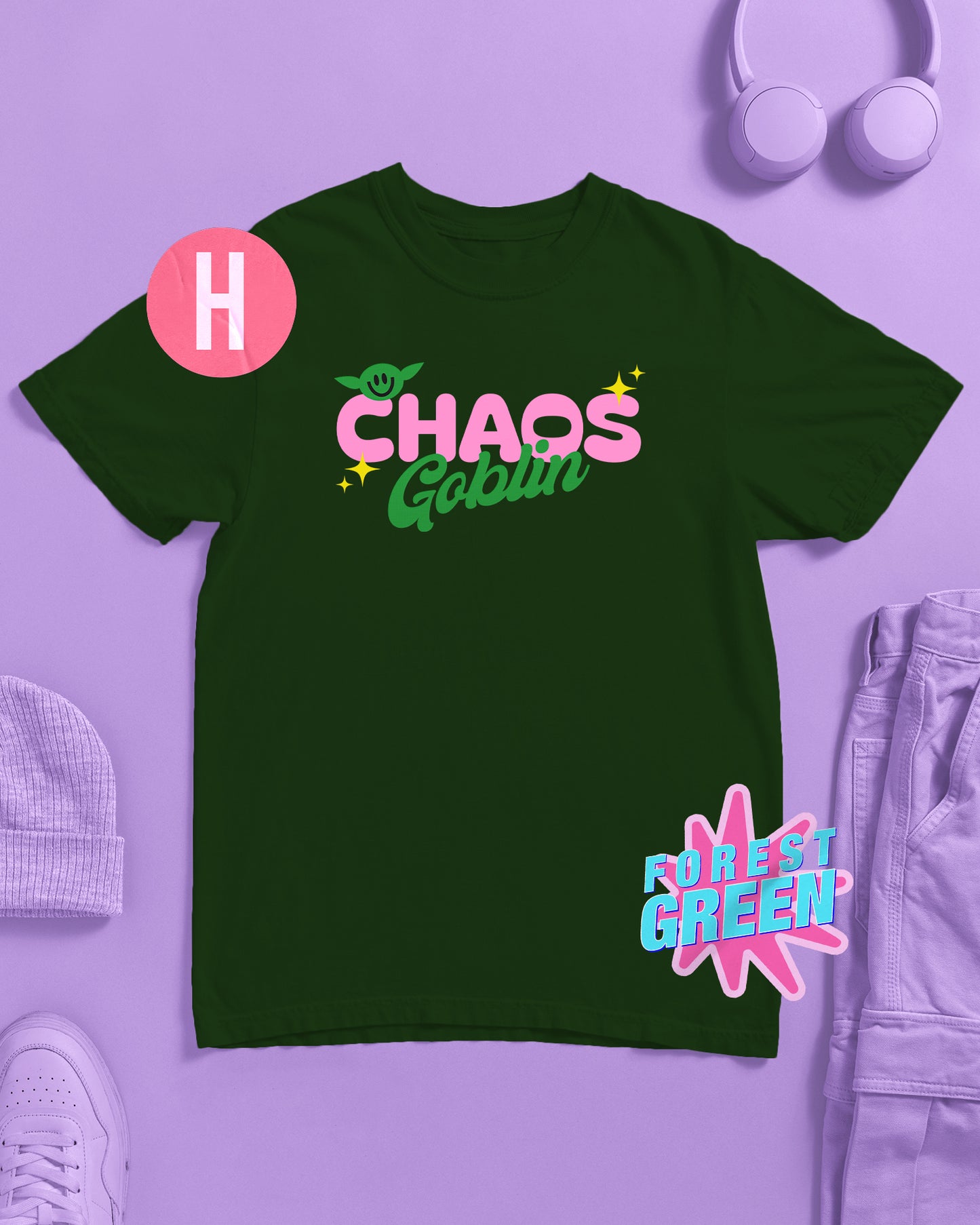 Chaos Goblin on green - tee