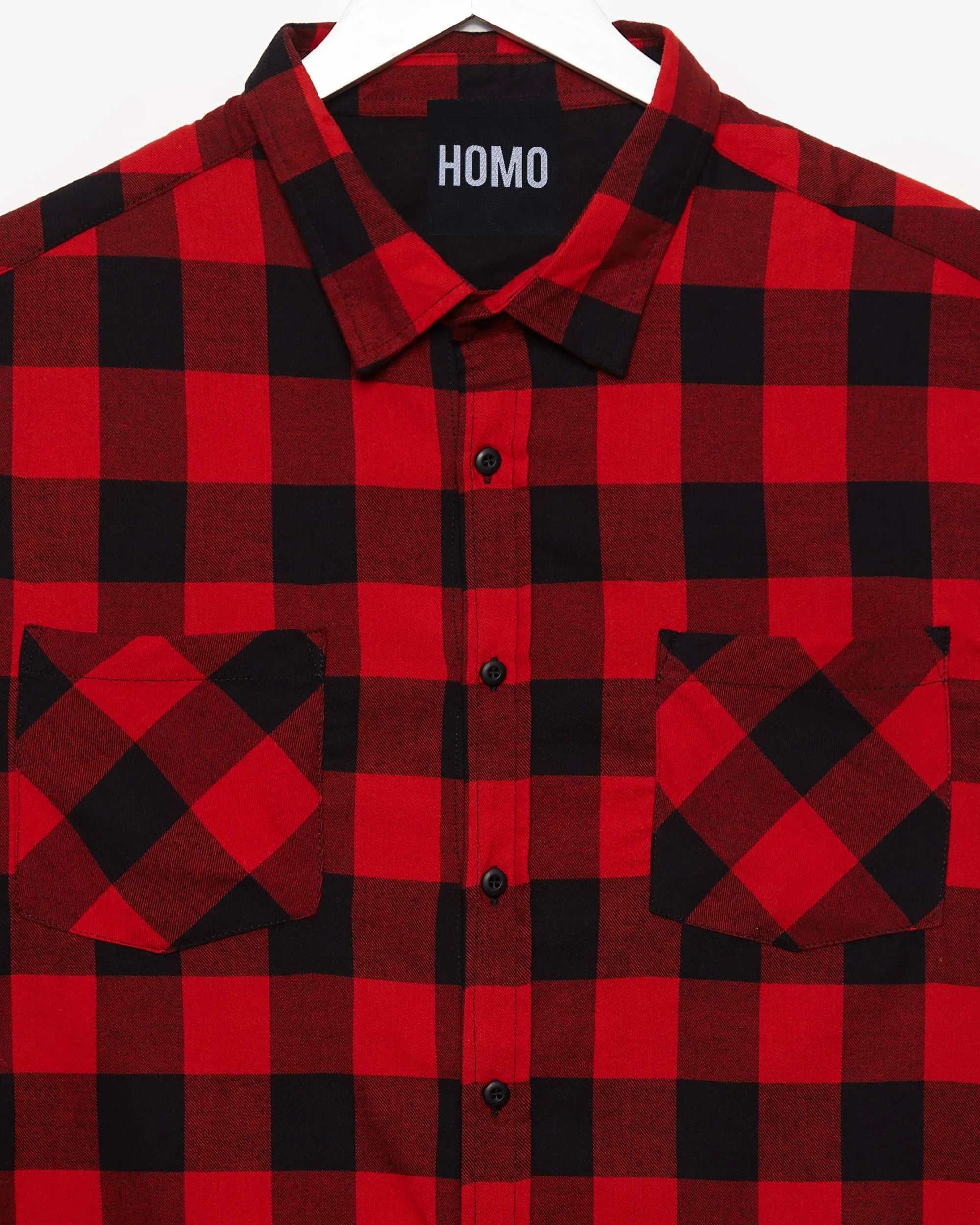 Mens cropped checked flannel shirt