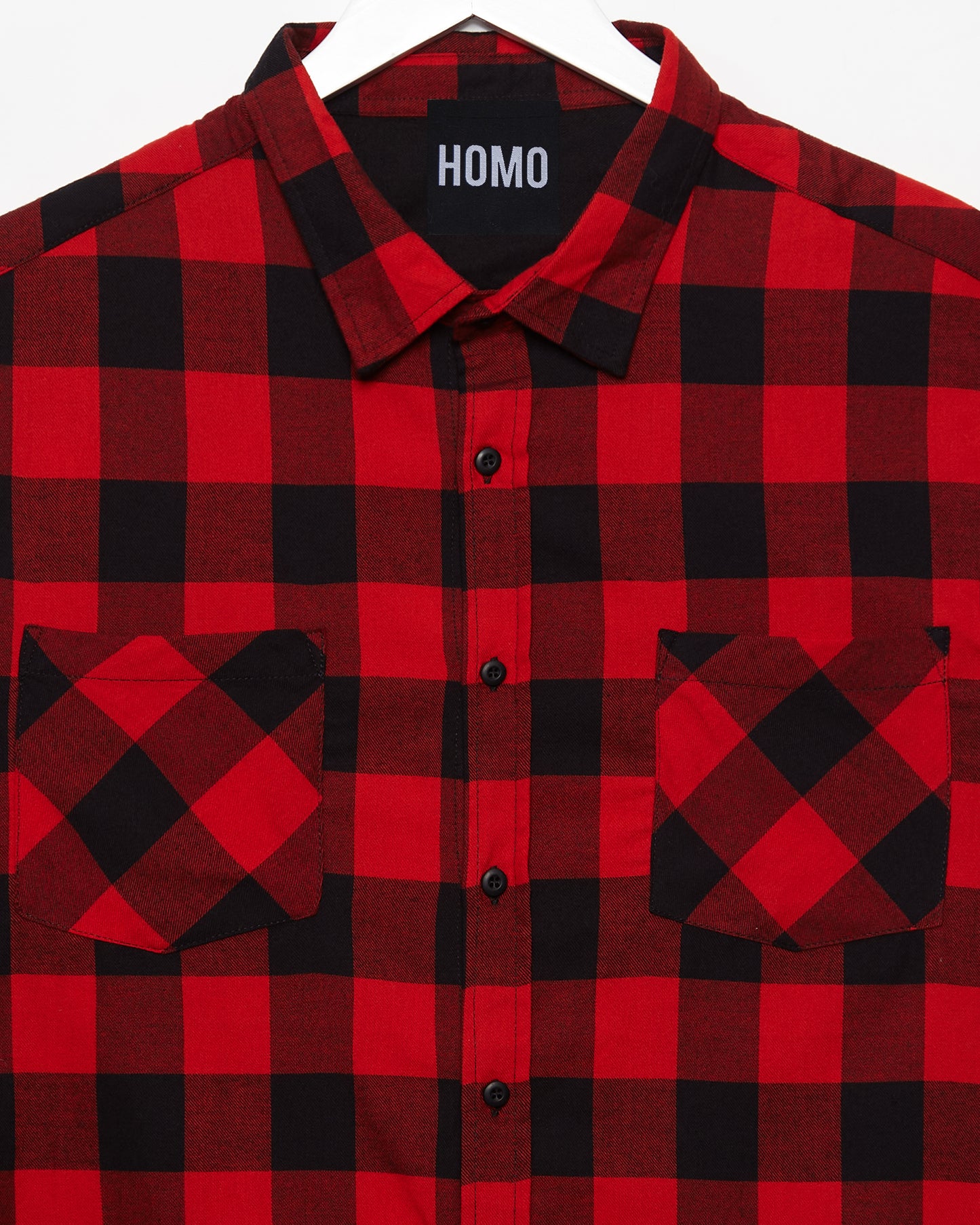 Classic checked flannel cropped shirt - Red and black