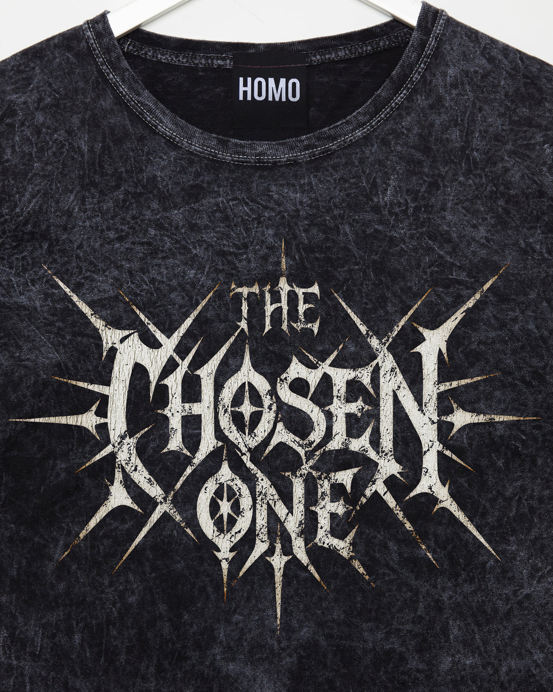 The Chosen One, stone wash low cut cropped tee - black
