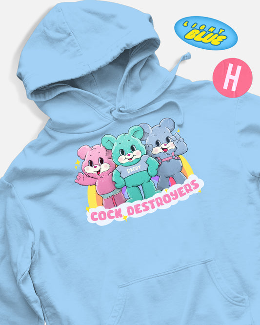 C0ck destroyers bears soft style hoodie - light blue