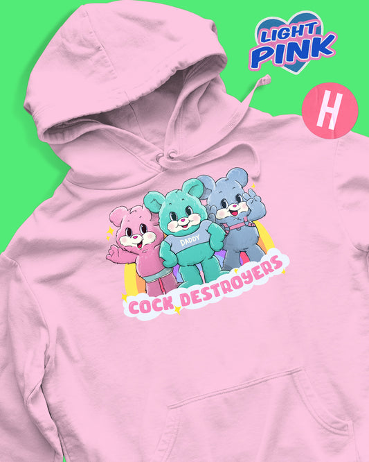 C0ck destroyers bears soft style hoodie - light pink
