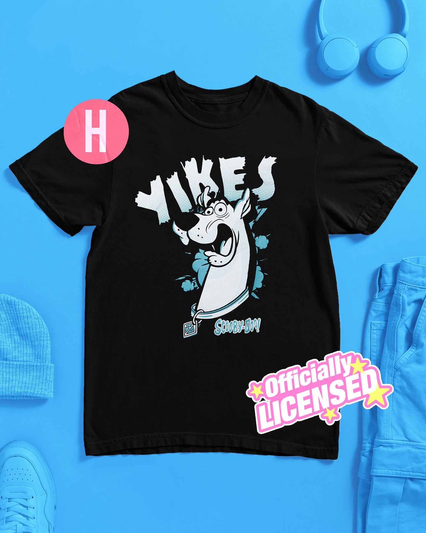 Official Scooby-Doo, Scooby says YIKES! t-shirt - black