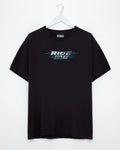 Chrome Y2K: RIDE ME, silver on black - tee - HOMOLONDON
