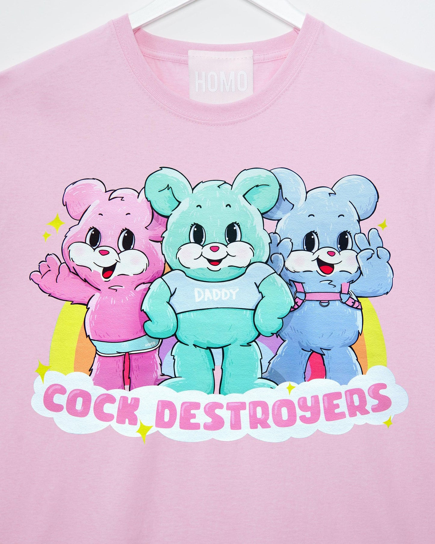 The cock destroyer bears - light pink cropped tshirt / crop top - HOMOLONDON
