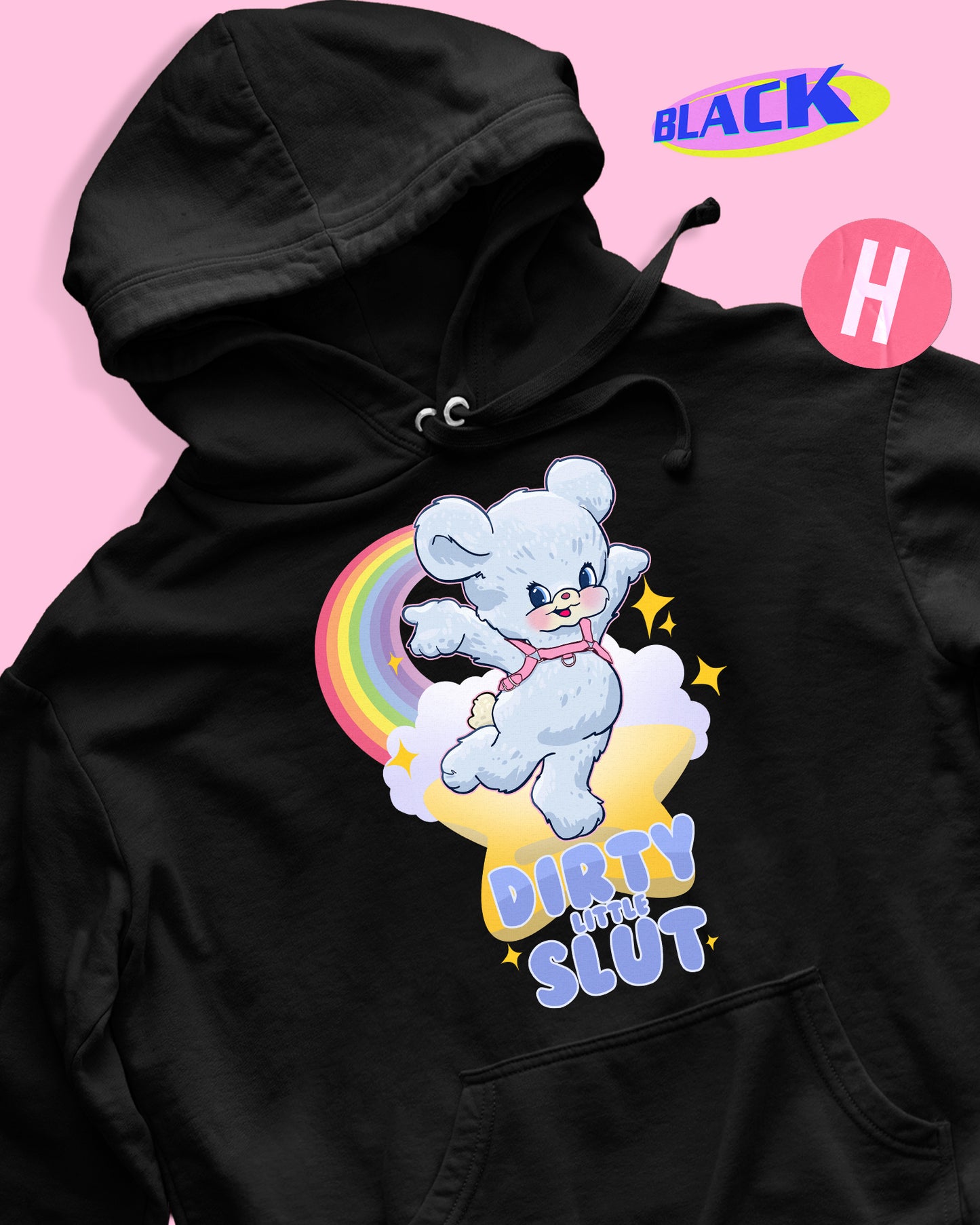 Dirty little s/ut bear soft style hoodie - black