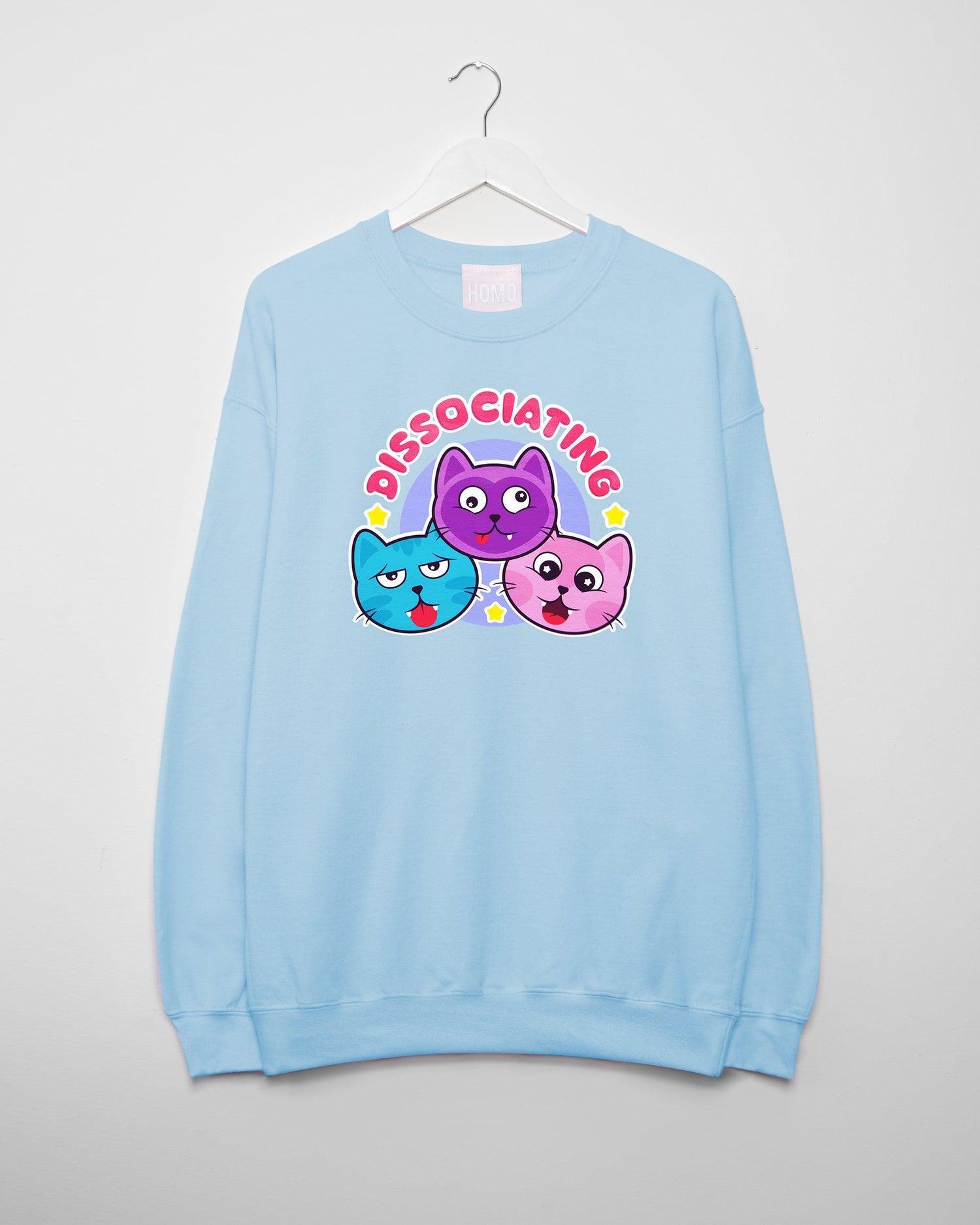 Let your imagination roam free: Dissociating kittens on light blue - sweatshirt - HOMOLONDON