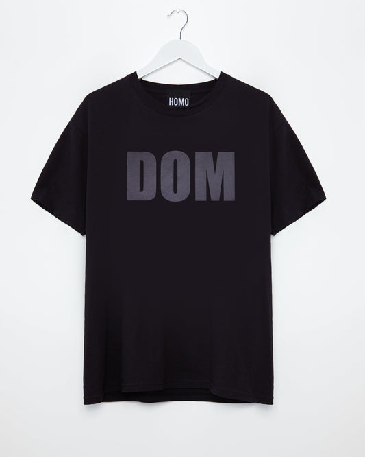 Explore Your Dominant Side with DOM: Grey Flock Print on Black Men's Tshirt - HOMOLONDON