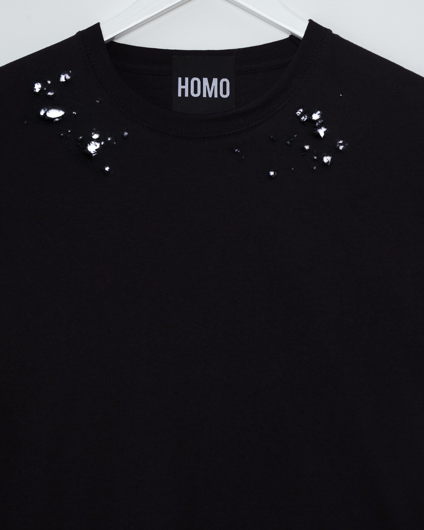 No Print just vibes: Black distressed low cropped tshirt