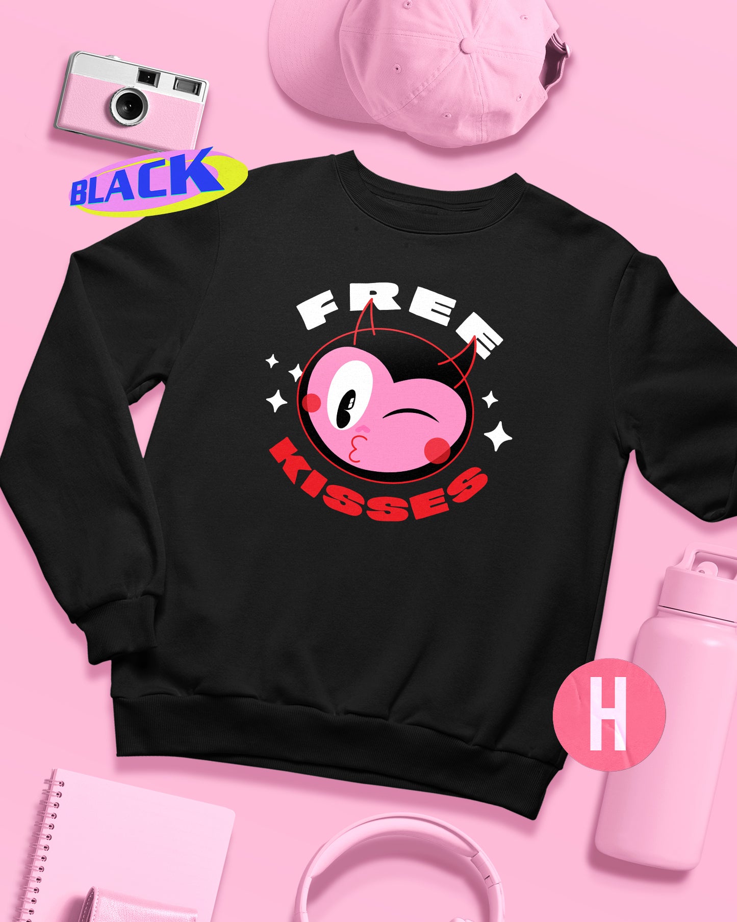 Devilish free kisses soft style sweatshirt - Black
