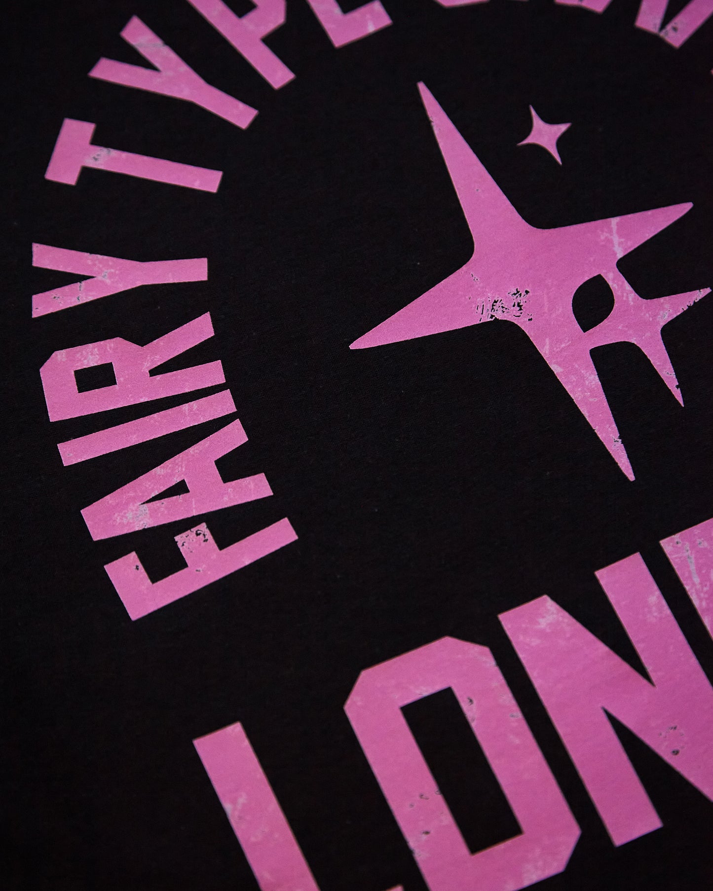 Fairy Champion (London) in pink, low cut cropped tee - black