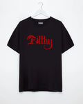 Unleash your inner Filthiness: Filthy, red on black on Black Men's Tshirt - HOMOLONDON