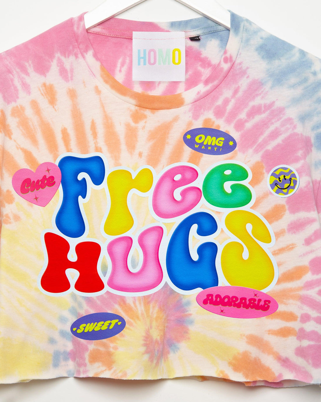 Free Hugs - tie dye light weight crop - HOMOLONDON