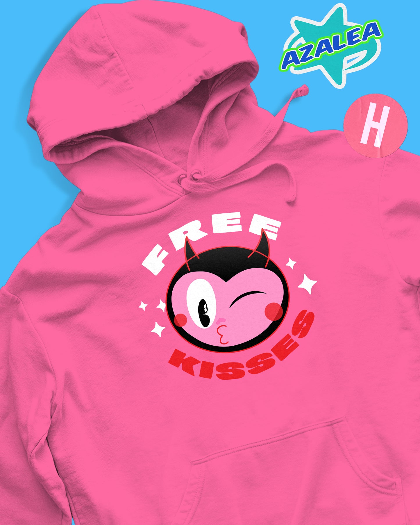 Devilish free kisses soft style hoodie - pink