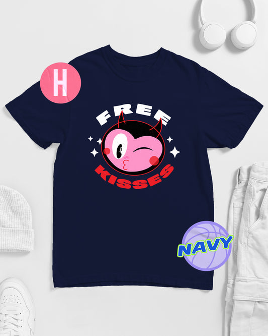 Free kisses little devil tee - Navy