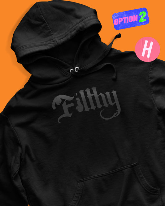 Filthy gothic soft style hoodie, grey flock - black