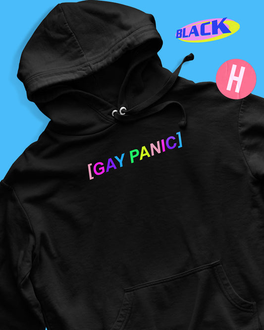 Gay panic soft style hoodie - black