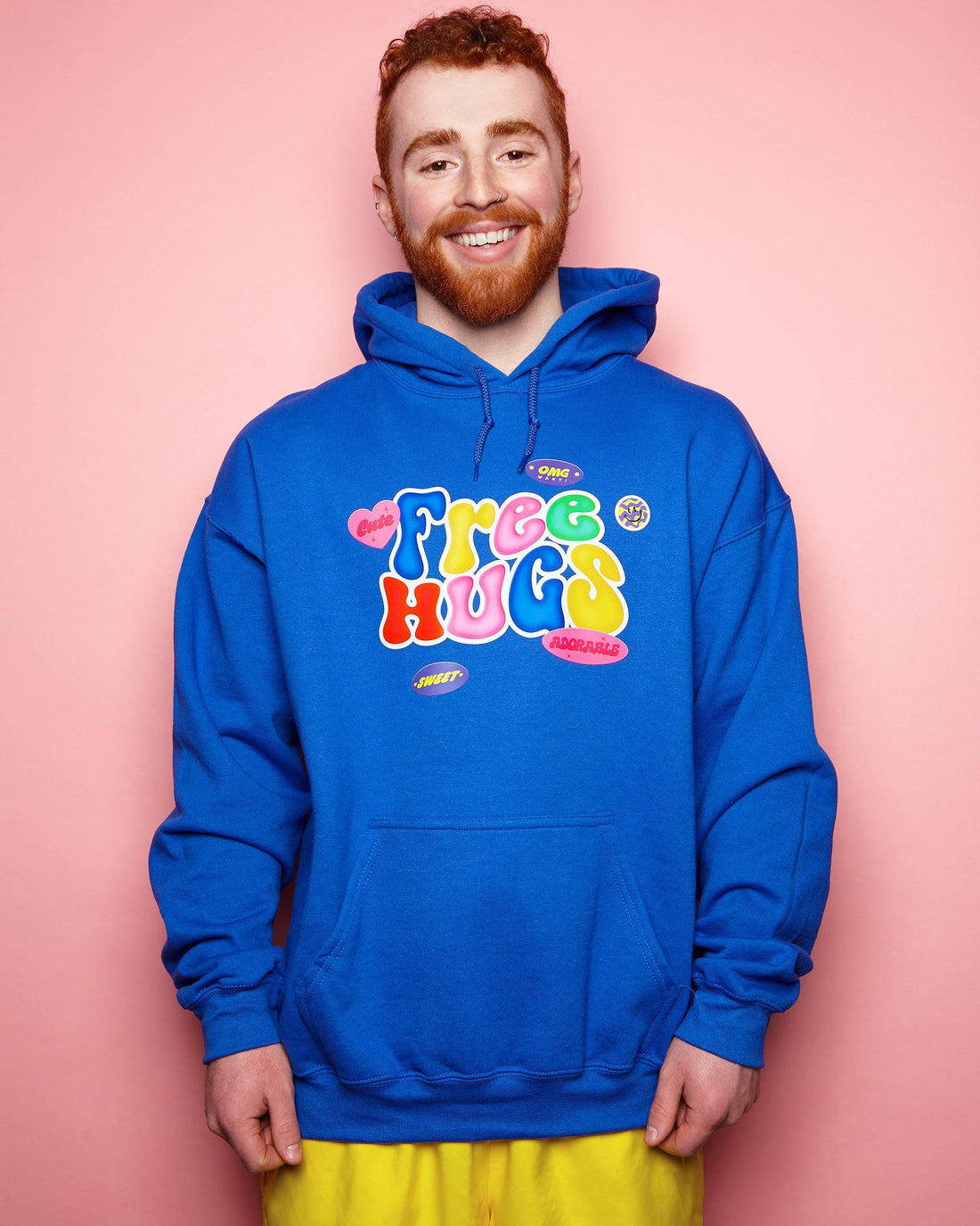 Free hugs, blue pullover hoodie. - HOMOLONDON