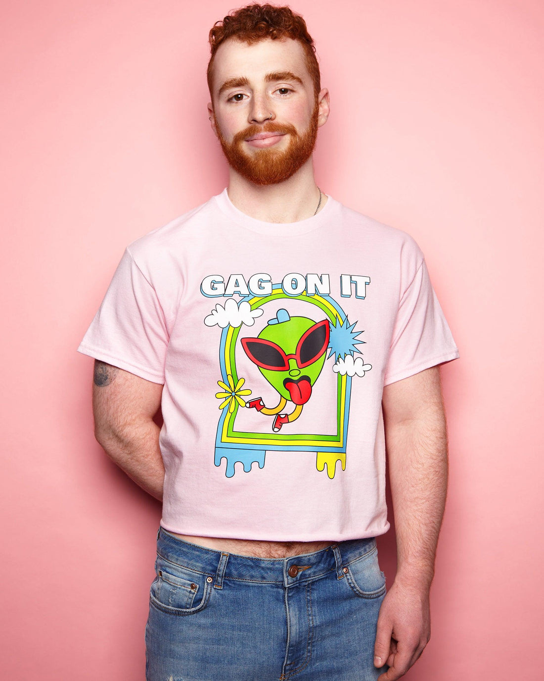 Gag on it - pink tshirt crop /crop top - HOMOLONDON