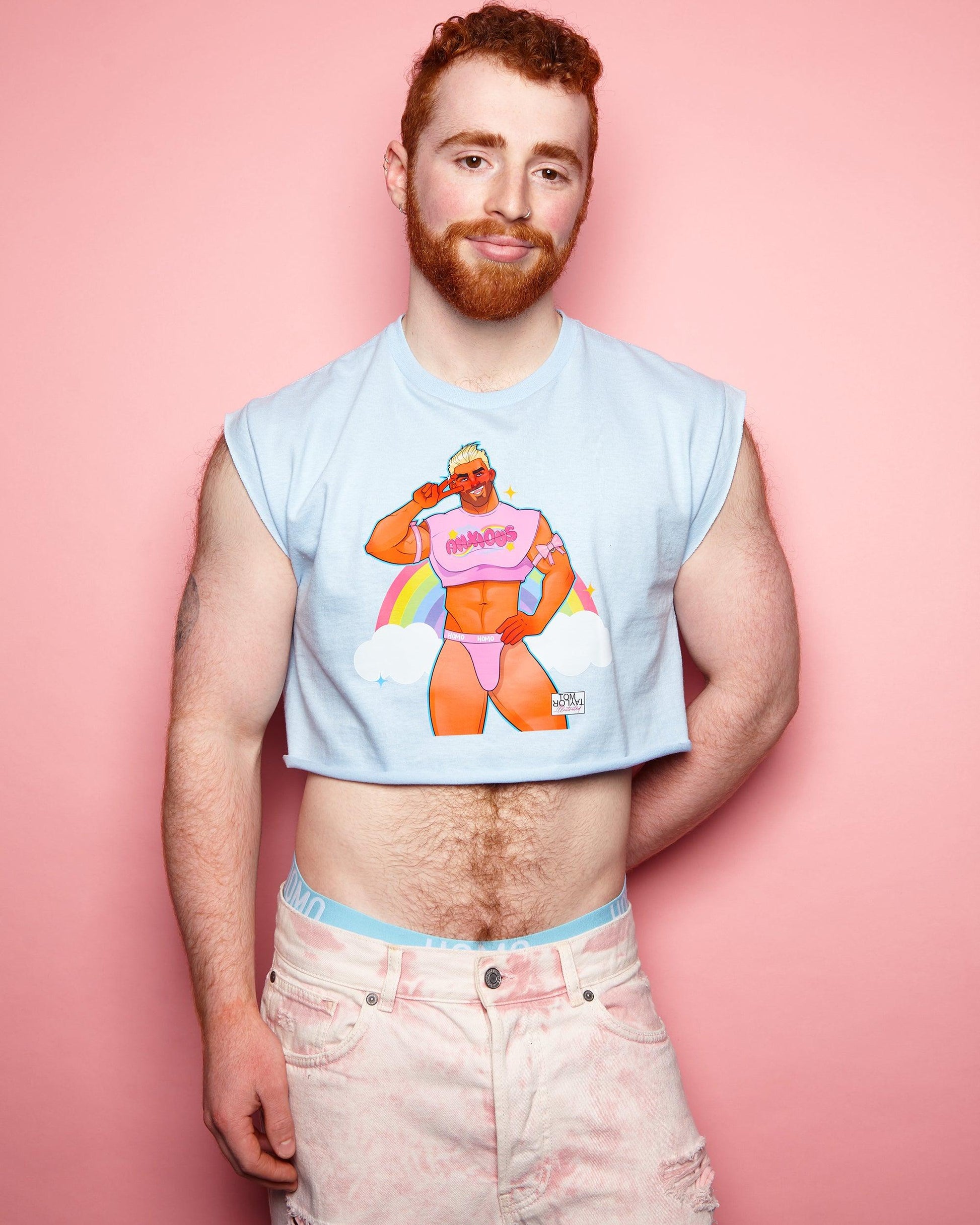 Blake likes pink - blue crop top - HOMOLONDON