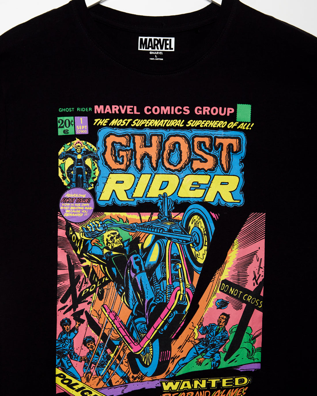 Official Marvel Comics,Ghost Rider Dead Or Alive on black Unisex loc cut cropped tee