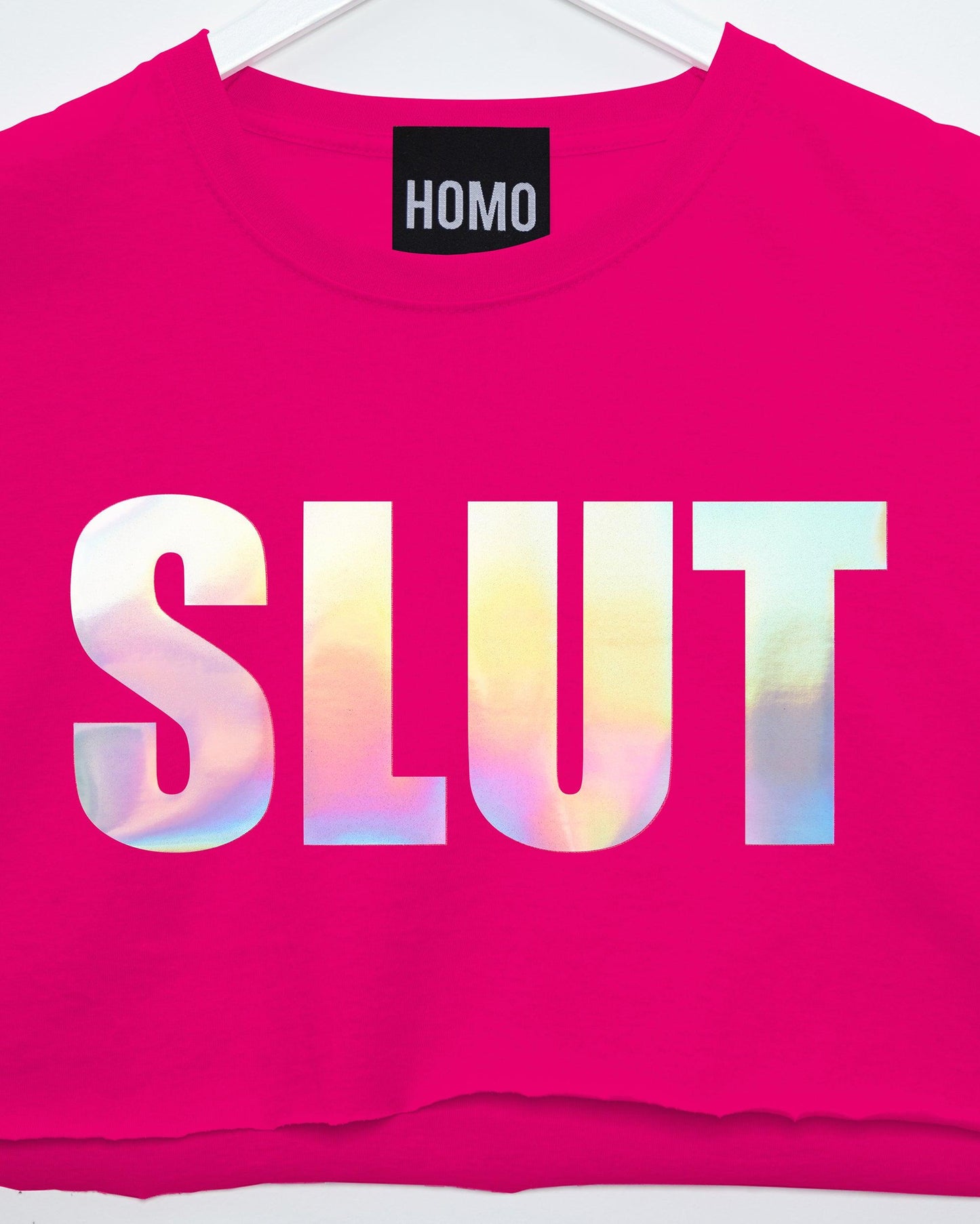 Hologram SLUT - fuchsia crop