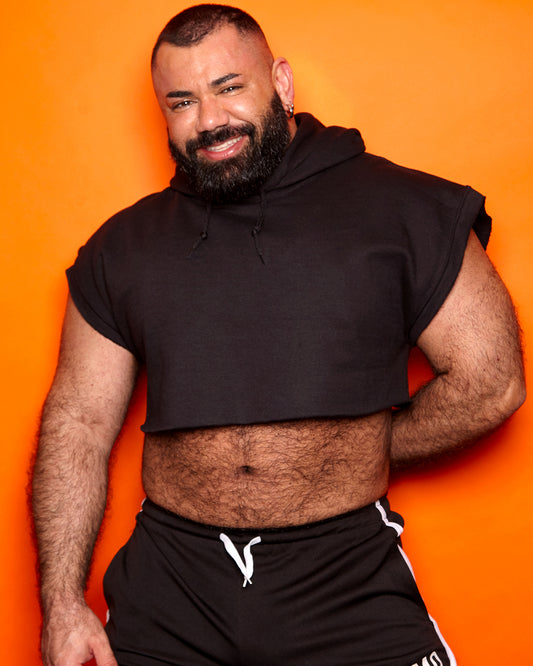 Black hooded sweatshirt - crop top