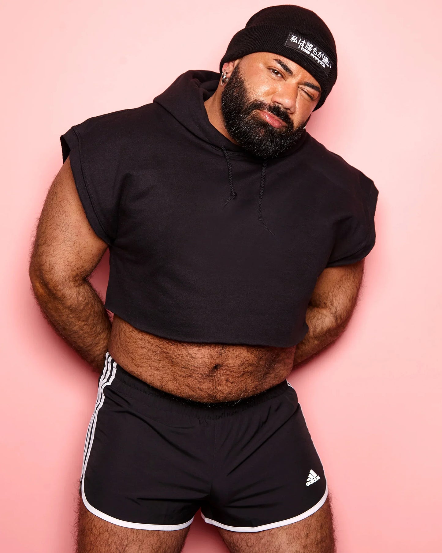 Black hooded sweatshirt - crop top