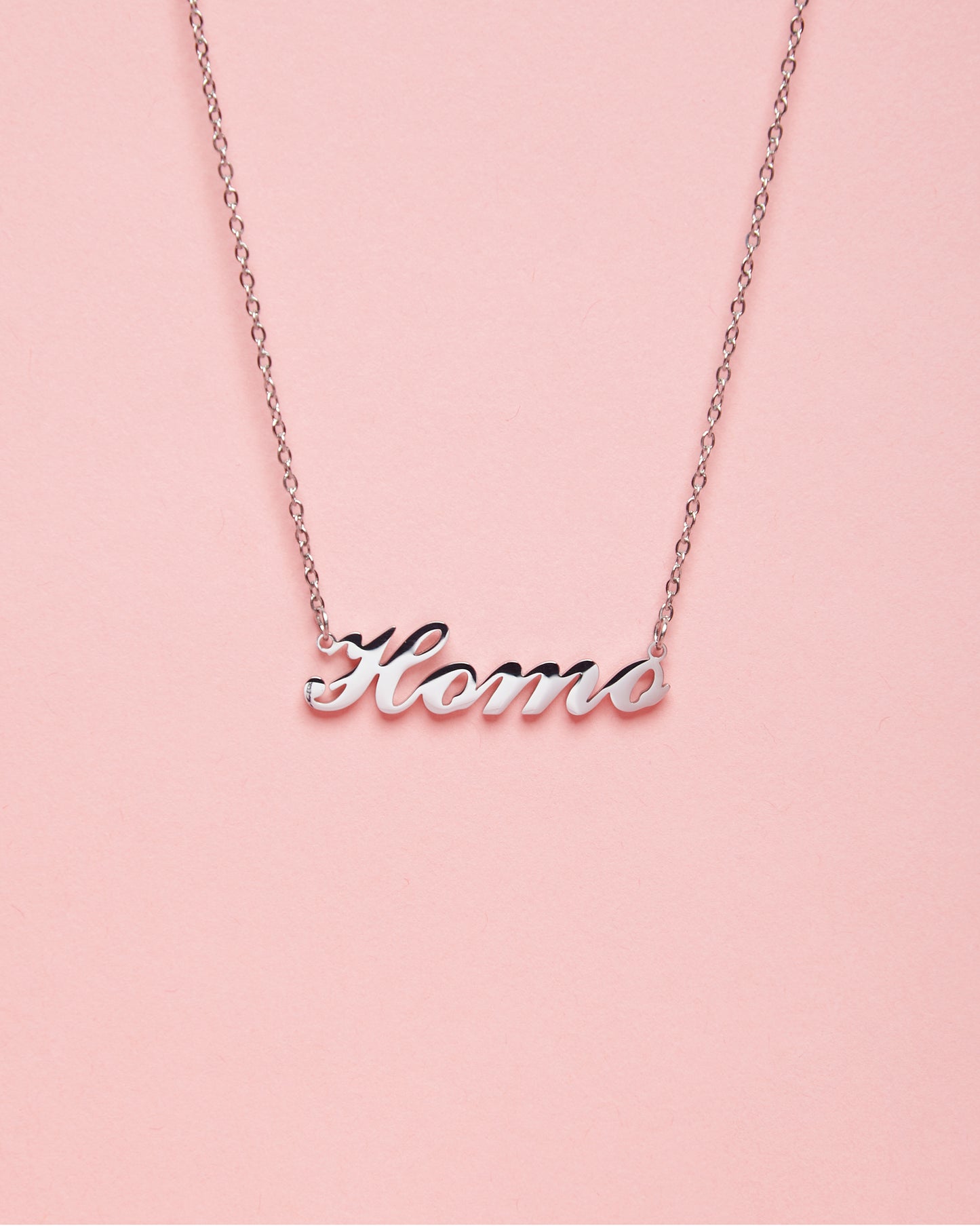 HOMO calligraphy, stainless steel necklace