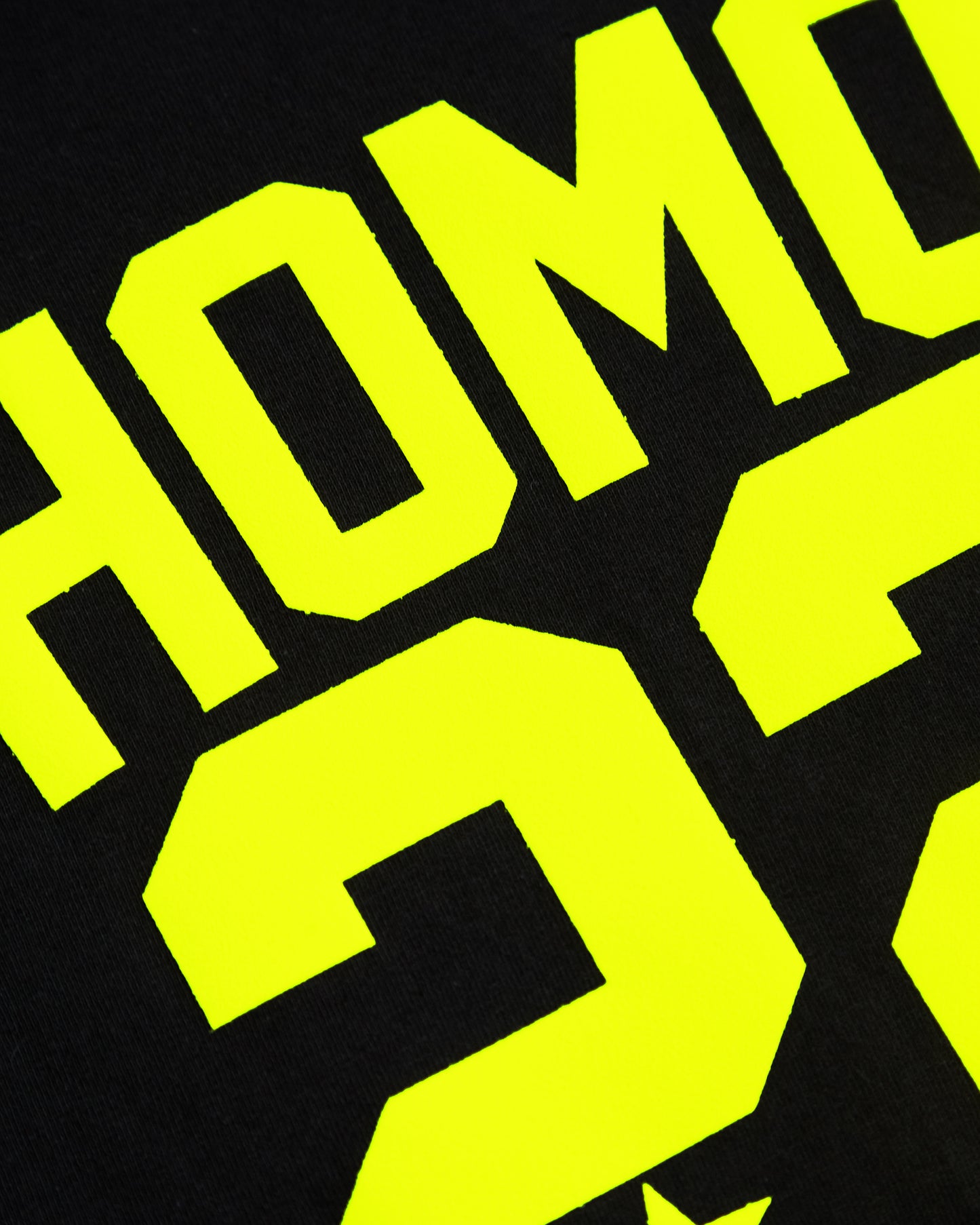 Sports jersey HOMO 22 - fluorescent yellow flock on black sleeveless cropped tshirt