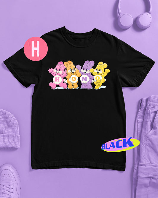 Pastel Bunnies on black - tee