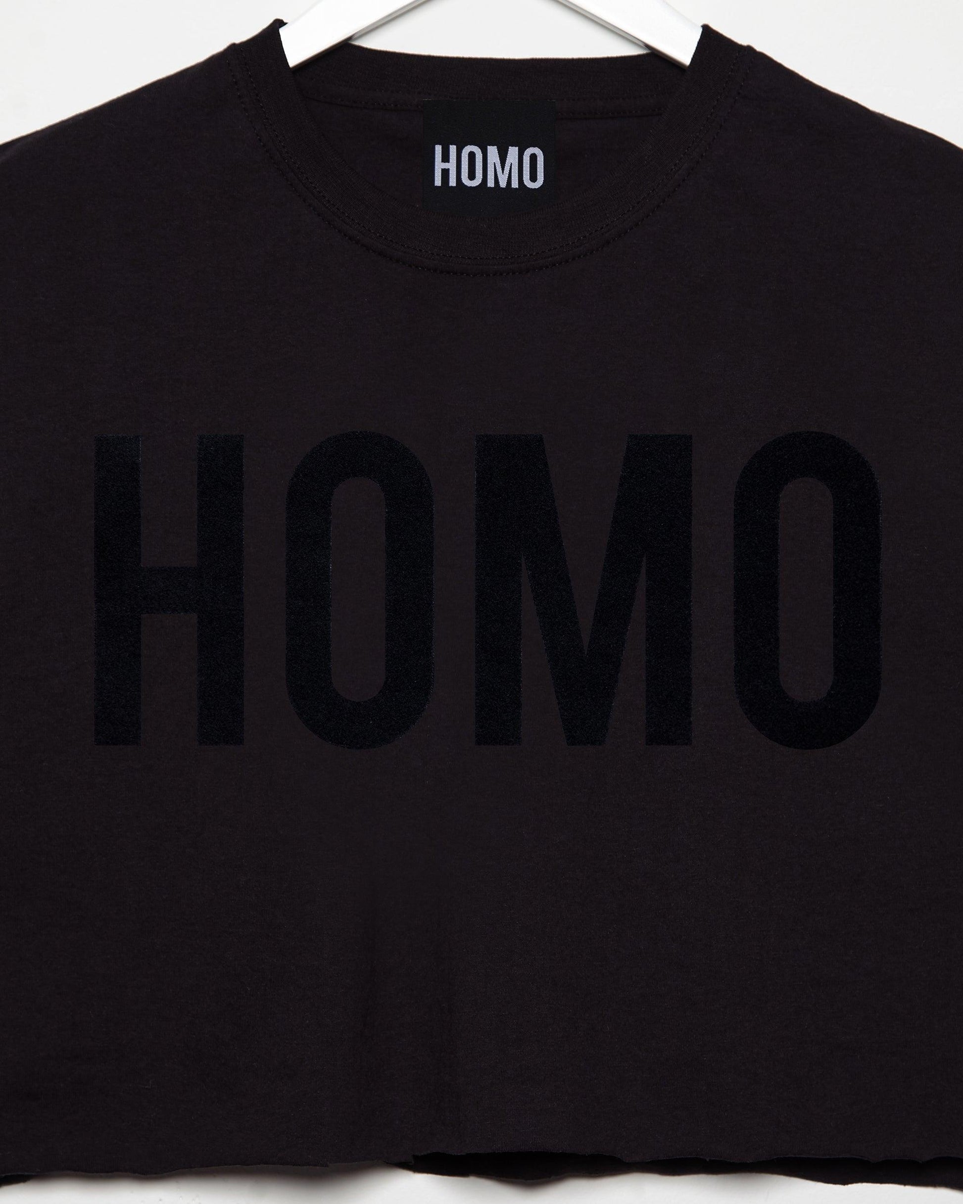 HOMO flock print black - crop top - HOMOLONDON