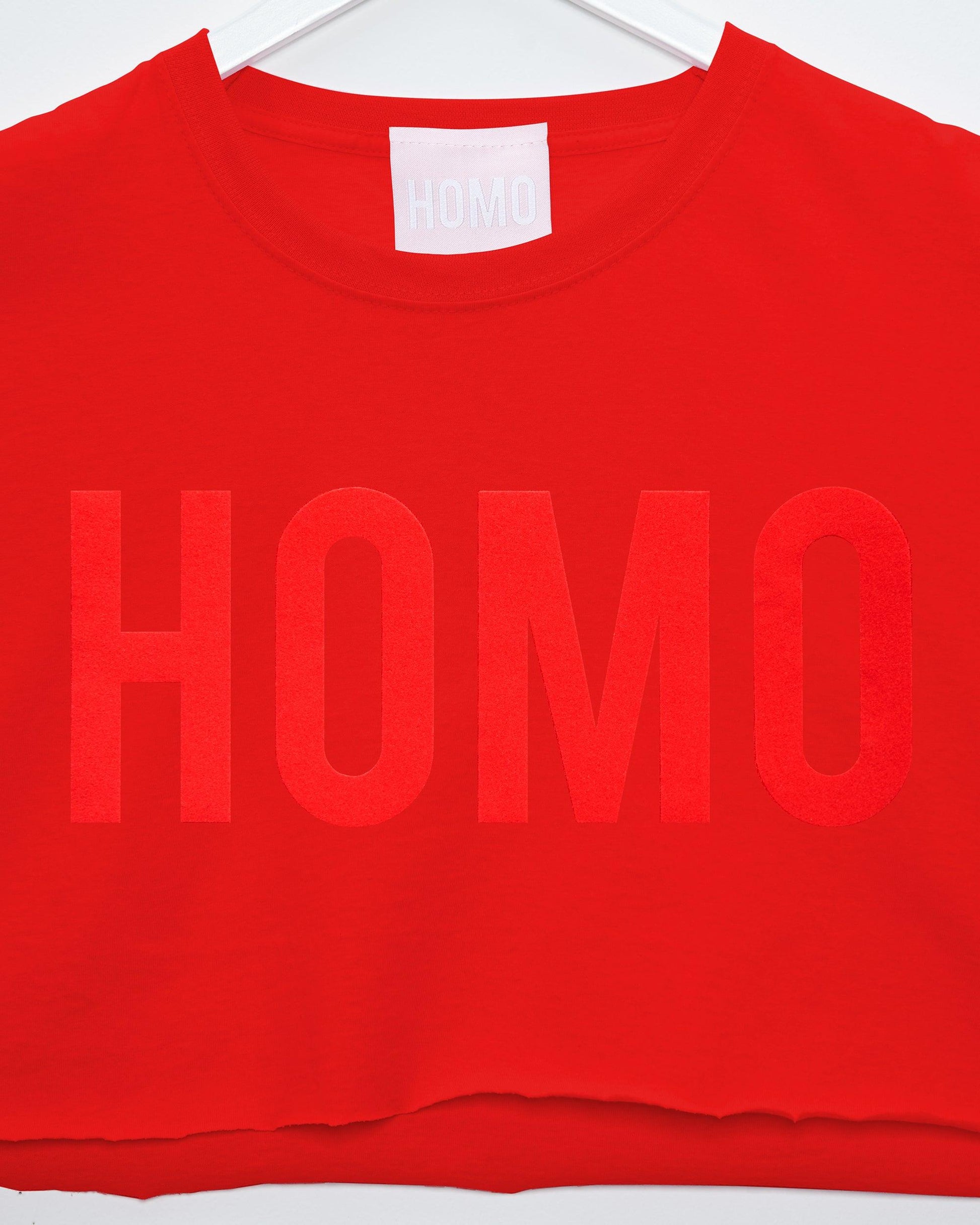 HOMO flock print red - crop top - HOMOLONDON