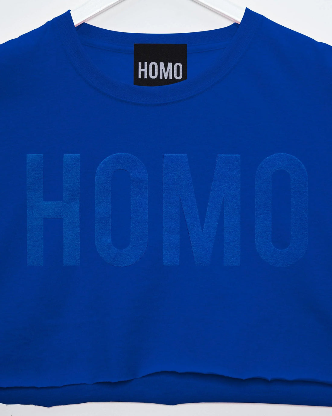 HOMO flock print blue - crop top - HOMOLONDON