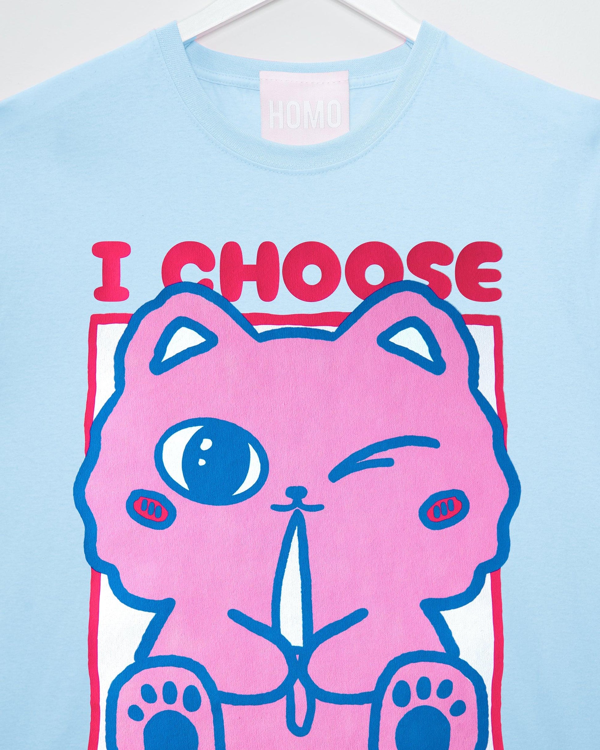 I choose mischief - light blue cropped tshirt / crop top - HOMOLONDON