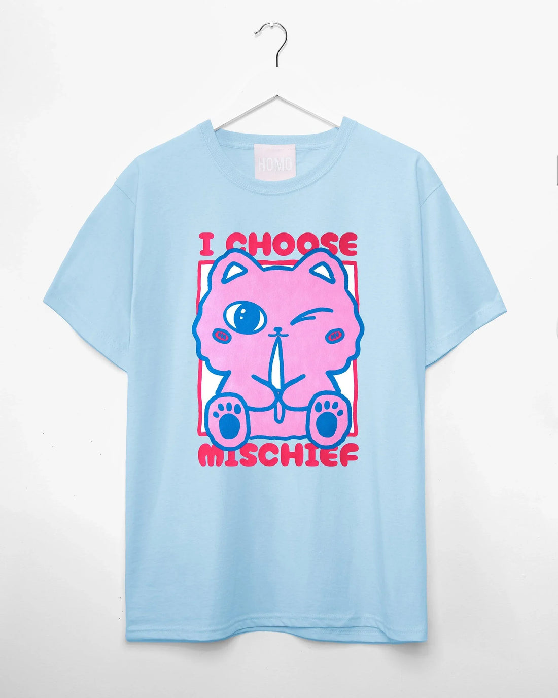 I choose mischief - light blue tshirt - HOMOLONDON