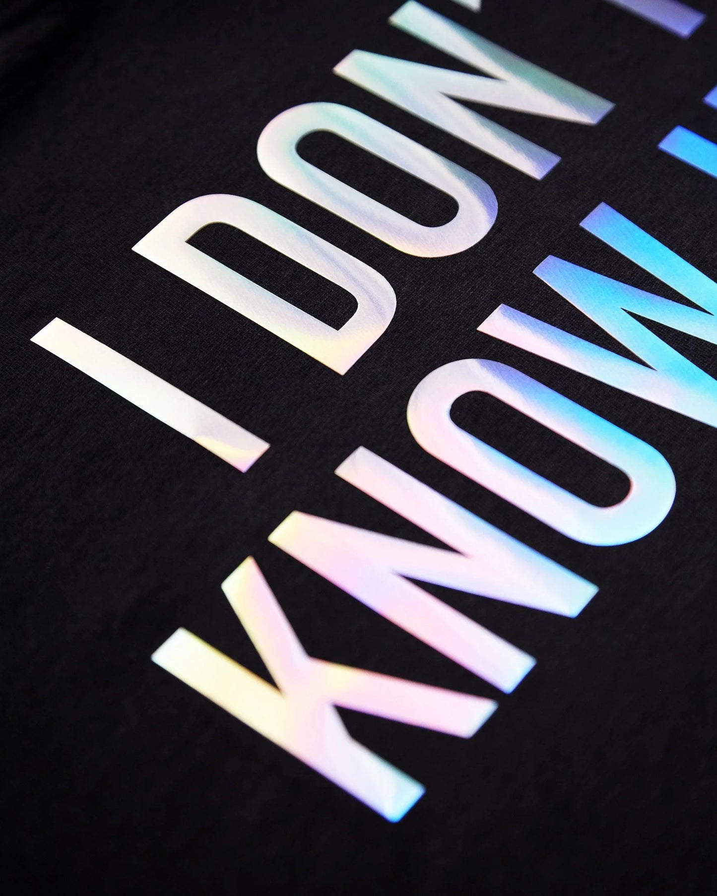 I DONT KNOW HER hologram on black - low cut cropped tee