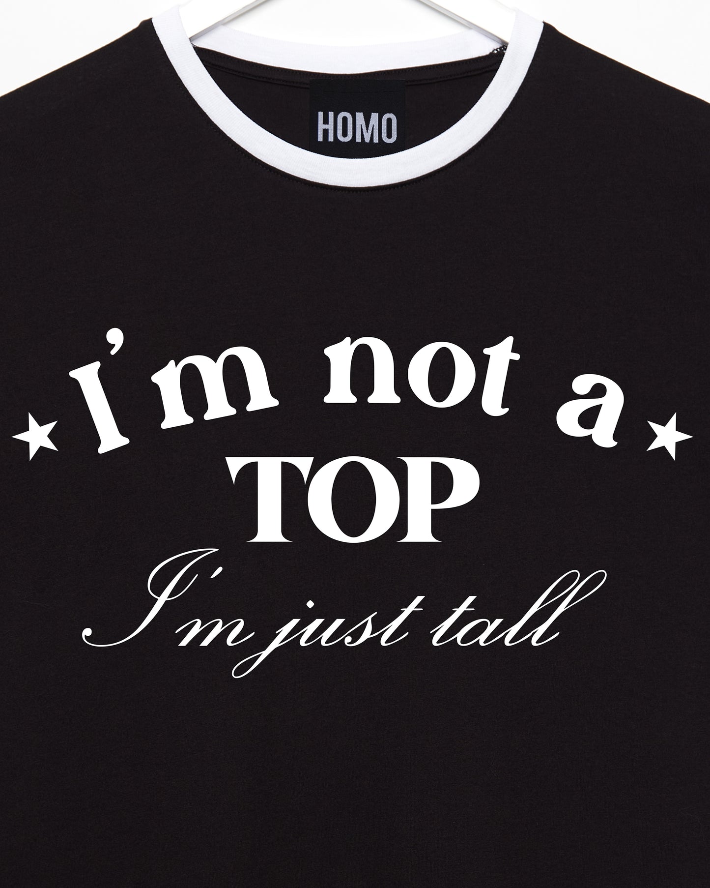 I'm not a TOP i'm just TALL, ringer tee - black/white
