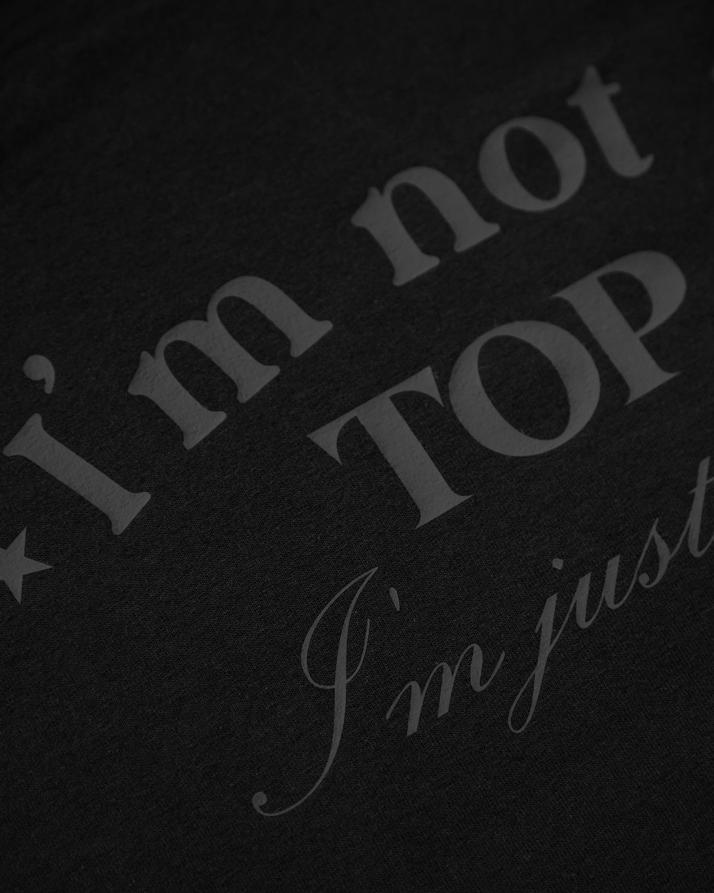 I'm not a TOP i'm just TALL, sleeveless tee - black