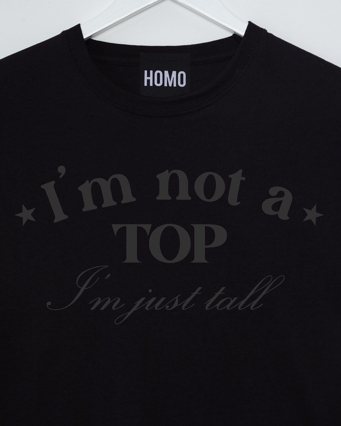 I'm not a TOP i'm just TALL, sleeveless tee - black