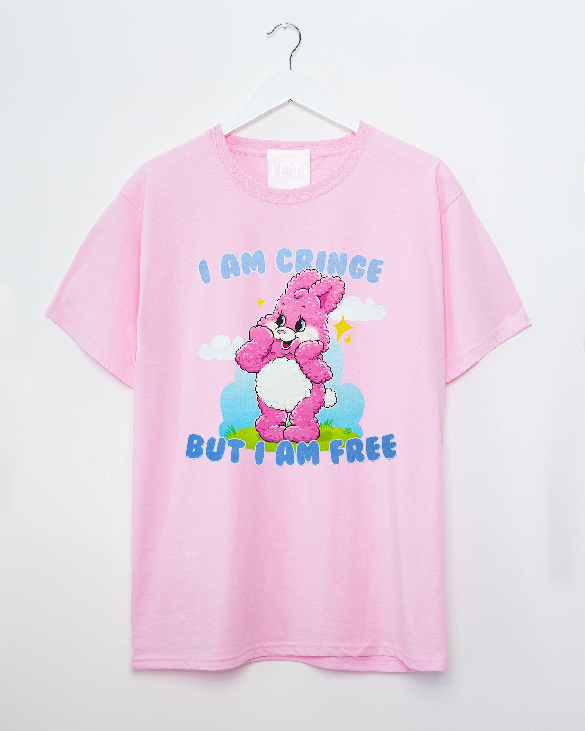 I am cringe, but I am free - light pink tshirt - HOMOLONDON