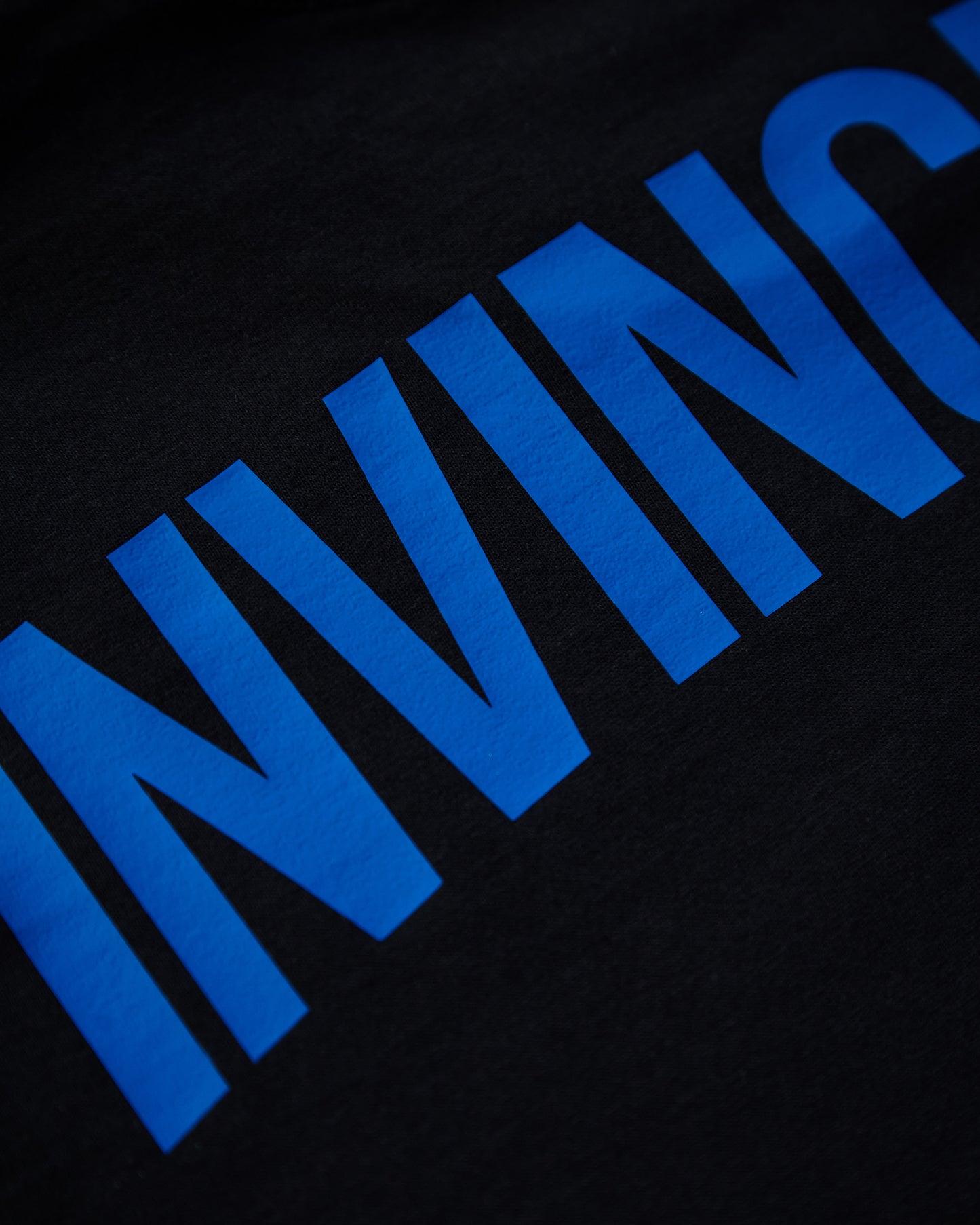 NXS021: INVINCIBLE sleeveless t-shirt - blue/black (front & back print)