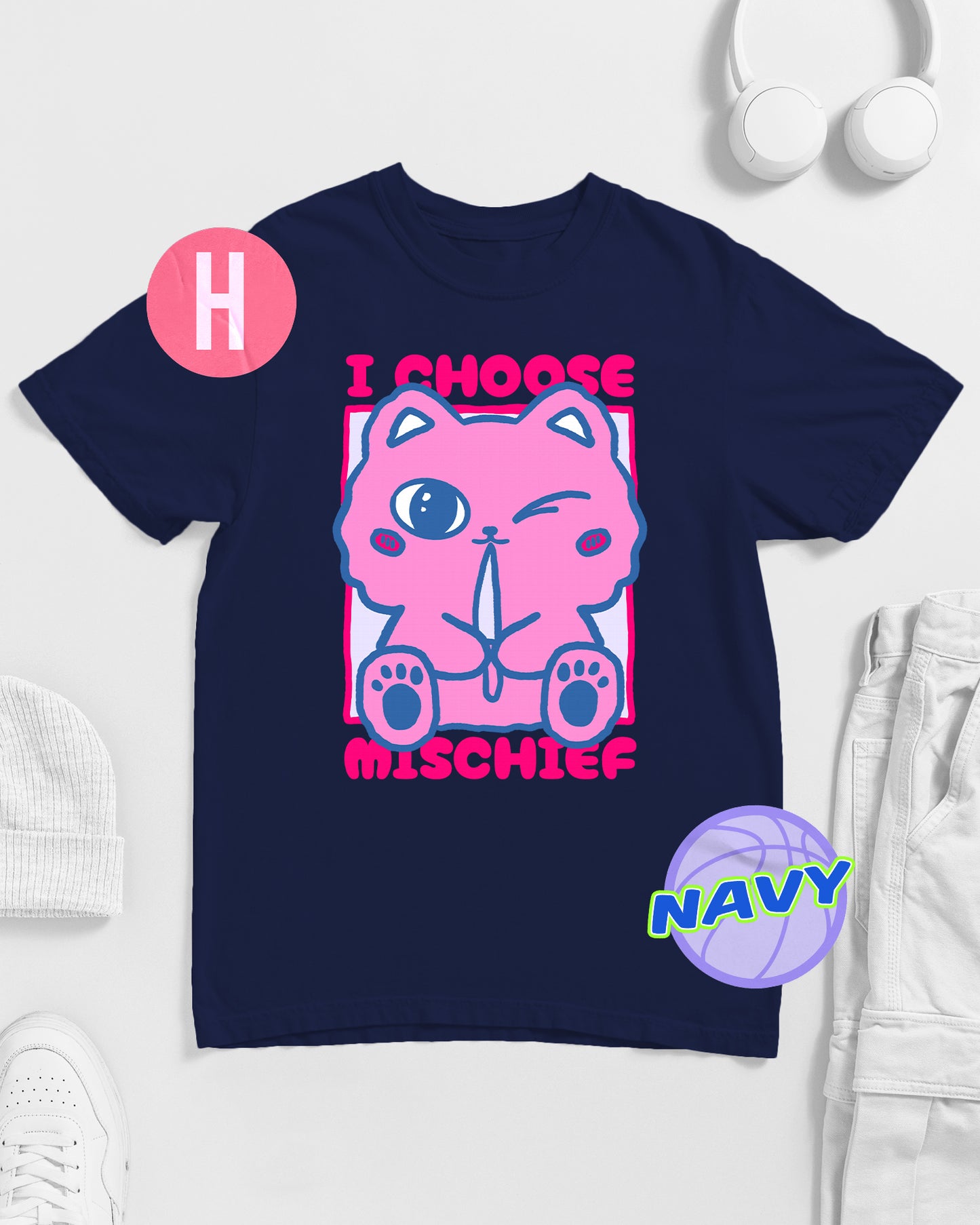 I choose mischief on navy - tee