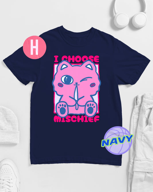 I choose mischief on navy - tee