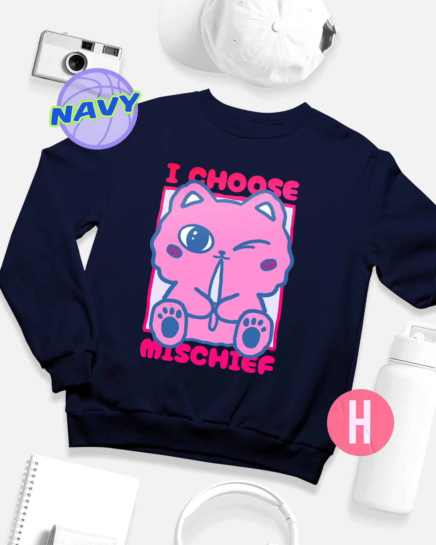 I choose mischief soft style sweatshirt - Navy