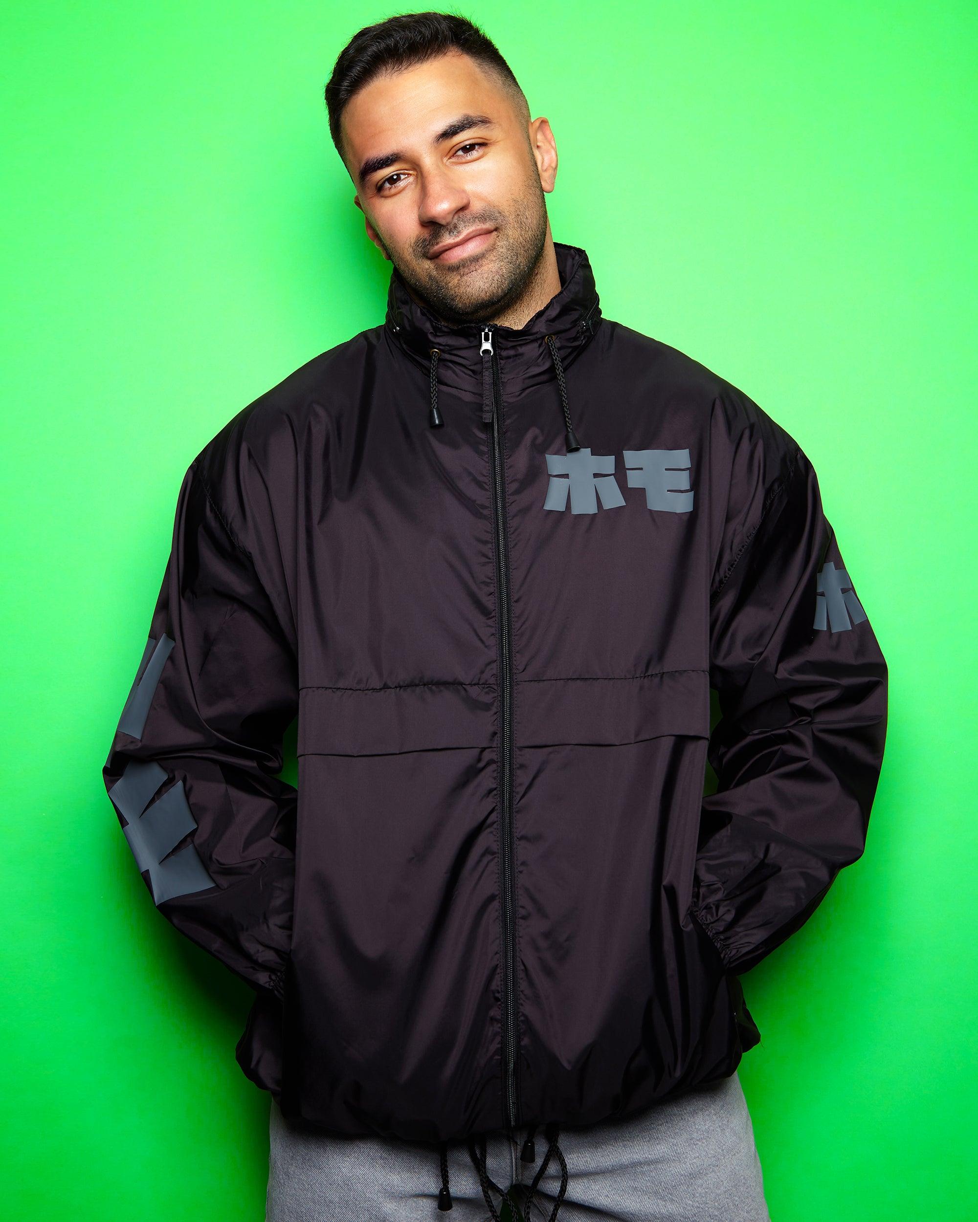 Japanese HOMO grey on black windbreaker jacket