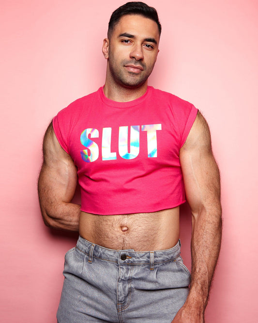 Hologram SLUT - fuchsia crop