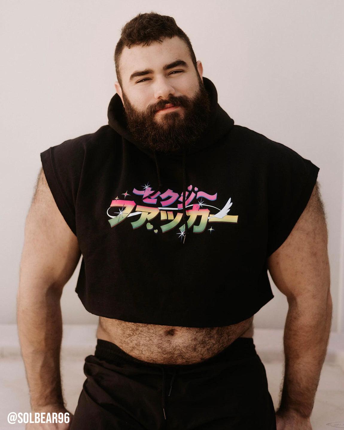 Anime style mens hoodie crop top. - HOMOLONDON