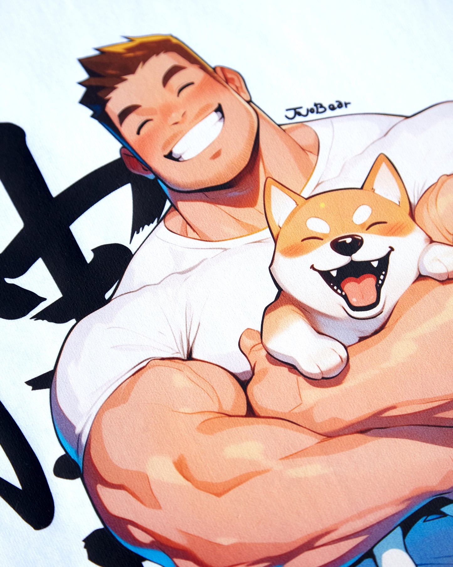 Jojo Bear: Hunky Hank with his Shiba Inu on white - tank top
